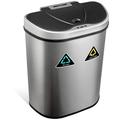 NETTA 70L Kitchen Recycling Sensor Bin – Large Touch-Free Automatic Motion Sensor Waste Rubbish Bin, Dustbin, Trash Can – Double Component Recycling Bin – Stainless Steel Finish – 70 Litre – Silver