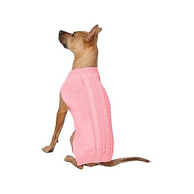 Frisco Dog & Cat Cable Knitted Sweater, Light Pink, X-Large