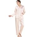 Sleepwear Forever Angel Women's 100% Silk Pajamas Luxury PJ Set Loungewear Gift Light Pink M