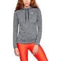 Under Armour Women Tech Longsleeve Hoody 2.0- Twist Long-Sleeve Shirt - Black/ Metallic Silver (001), X-Large