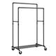 SONGMICS Clothes Rail, Clothes Rack, Coat Stand with Double 100 cm Long Hanging Rails, Metal Frame, with Wheels and Storage Shelf, 2 Castors with Brakes, Maximum Load of 90 kg, Black HSR60B