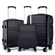 Kono Fashion Luggage Set of 3 PCS Lightweight ABS Hard Shell Trolley Travel Case with 4 Spinner Wheels 20" 24" 28" Suitcase (3 Pcs Set, Black)