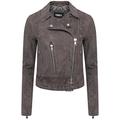 SHORES Women's Real Suede Biker Jacket in Grey Sizes 8-14 14~Grey