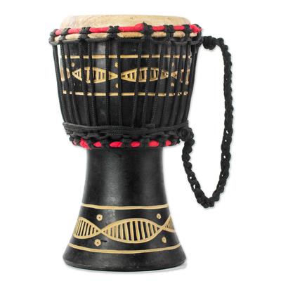 Musical Eights,'Wood Mini Djembe Drum with Wave Mo...