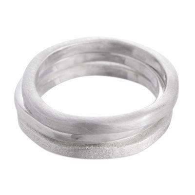 'Sea Dance' (set of 3) - Peruvian Fine Silver Stacking Rings