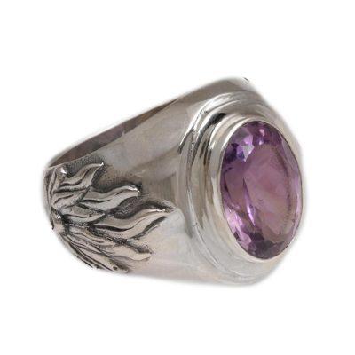 'Violet Flame' - Men's Sterling Silver and Amethyst Ring