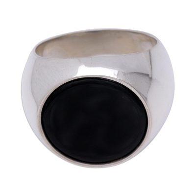 'Mystique' - Men's Sterling Silver and Onyx Ring