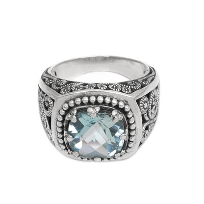 Blue topaz cocktail ring, 'Blue Desert Illusion'