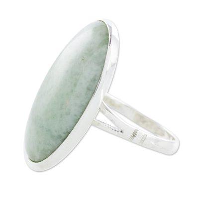 Jade cocktail ring, 'Pale Green Tonalities'
