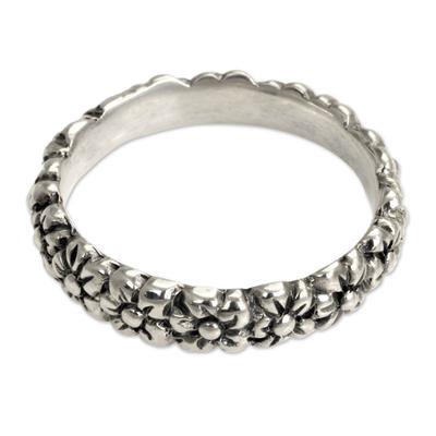 'Silver Garland' - Floral Sterling Silver Band Ring