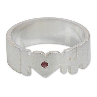 Tourmaline band ring, 'I Love Elephants'