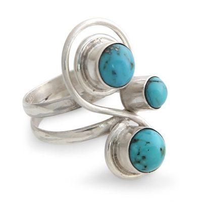 'Ocean Melody' - Silver and Reconstituted Turquoise Ring