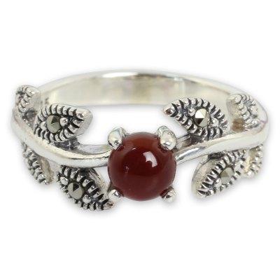 Marcasite cocktail ring, 'Wine Berry'