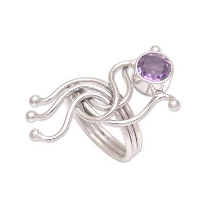 Sea Dragon,'Amethyst Cocktail Ring with Sterling Silver'