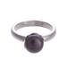 Black Nascent Flower,'Cultured Pearl Cocktail Ring in Black from Peru'