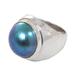 'Blue Moon' - Sterling Silver and Pearl Domed Ring