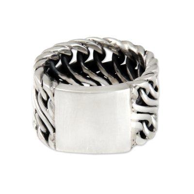 'Fire Lord' - Men's Handcrafted Sterling Silver Band Ring
