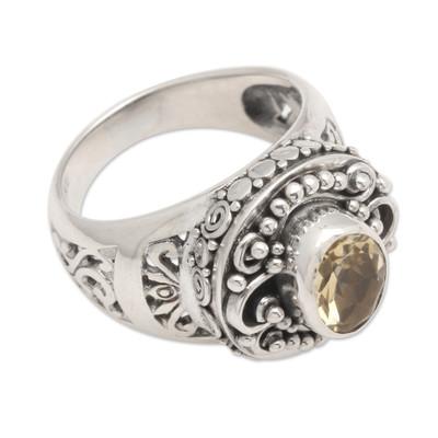 Golden Opportunity,'Citrine Cocktail Ring in Ornate Sterling Silver Setting'