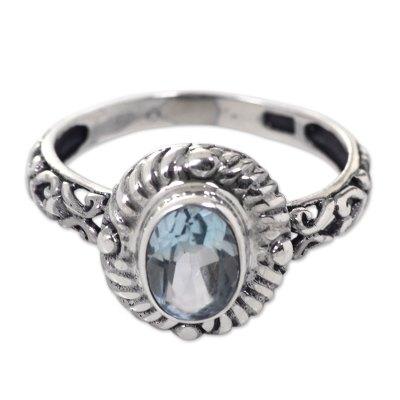 Blue topaz cocktail ring, 'Saba Sea Song'