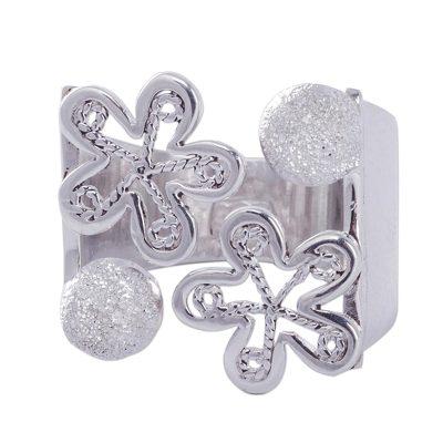 Flowers of Rimac,'Sterling Silver Artisan Crafted Wide Floral Wrap Ring'