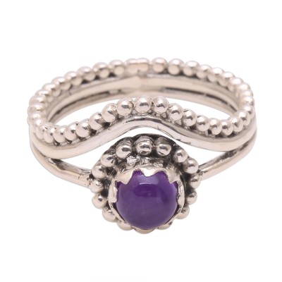 Enshrined,'Dot Motif Amethyst Cocktail Ring from Bali'