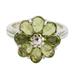 'Joyous Blossom' - Floral Sterling Silver and Peridot Cocktail Ring