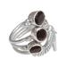 Natural Hummingbird,'Garnet and Sterling Silver Hummingbird Ring from Bali'