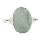 Facet Fixation,'Handcrafted Faceted Jade Oval Sterling Silver Cocktail Ring'