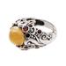 Golden Dome,'Gold Accent Silver Balinese Cocktail Ring with Garnet Stones'