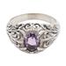 Bali Hillside,'Amethyst and 925 Sterling Silver Cocktail Ring from Bali'