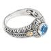 Blue topaz gold accent cocktail ring, 'Sky Treasure'