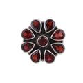 'Floral Glamour' - Garnet Ring and Sterling Silver Ring Flower Jewelry