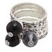 Nighttime Ecstasy,'Quartz and Onyx Stacking Rings (Set of 5) from India'