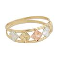 Five Stars,'Square Motif 10k Gold Band Ring from Brazil'