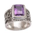 Quadratic Agreement,'Handmade 925 Sterling Silver Purple Amethyst Cocktail Ring'