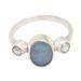 The Moon and the Sea,'Handmade Opal Cultured Pearl 925 Sterling Silver Ring'