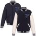 Men's JH Design Navy/White St. Louis Blues Reversible Fleece Jacket with Faux Leather Sleeves