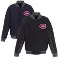 Men's JH Design Navy/Charcoal Montreal Canadiens Wool Poly-Twill Accent Full Snap Jacket