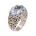 Ornate Majesty,'Handmade Sterling Silver and Blue Topaz Single Stone RIng'