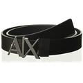 Armani Exchange Men's Skinny Leather Logo Belt, Black (Black/Phantom - Black/Phantom 43120) ,40