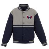 Youth JH Design Navy Washington Capitals Poly-Twill Full-Snap Jacket