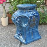 Dakota Fields Elephant Ceramic Garden Stool Ceramic in Blue | 18 H x 11 W x 14 D in | Wayfair F8509B2F2BF74D59A4CB1DF93A0745AD