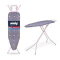 Minky Ironing Board Flamingo Pink, Large Ironing Board, 122 x 38cm Iron Board, Angled Iron Rest, Adjustable Height up to 94cm, Foldable and Collapsible Iron Table, Cover Included, Pink Frame