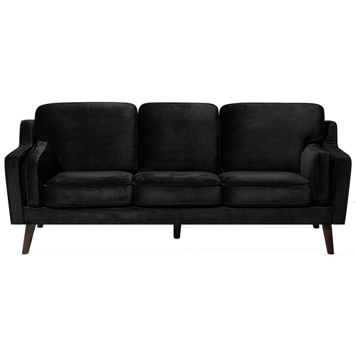 Sofa Schwarz Samtstoff 3-Sitzer Retro Minimalistisch Wohnzimmer