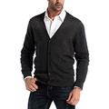 Kallspin Men's Cardigan Sweater Cashmere Wool Blend V Neck Buttons Cardigan with Pockets(Charcoal,Large)