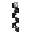 Ebern Designs Traeshon Wrought Studio Gionnie 5-Tier Wall Mount Floating Radial Corner Shelf Wood in Gray/Black | 48.8 H x 7.8 W x 7.8 D in | Wayfair