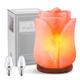 d'aplomb 100% Authentic Salt Lamp; Hand Carved Flower Rose Pink Crystal Rock Salt from Himalayan Mountains; Hand Crafted Wood Base, UL-Listed Dimmer Cord; 8lbs