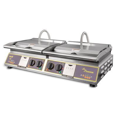 Equipex DIABLO PREMIUM Double Commercial Panini Press w/ Cast Iron Grooved Plates, 208-240v/1ph, Stainless Steel