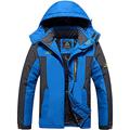 TACVASEN Mountain Jacket Waterproof Men Cold Winter Jacket Hiking Fleece Ski Jacket Snow Climbing Snowboard Windproof Softshell Skiing Hoodie, L, Blue