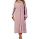 Slenderella Ladies Dusky Pink 46"/116cm 300GSM Soft Thick Velvet Fleece, Faux Fur Collar and Cuffs Button Up House Coat Dressing Gown Medium UK 12/14